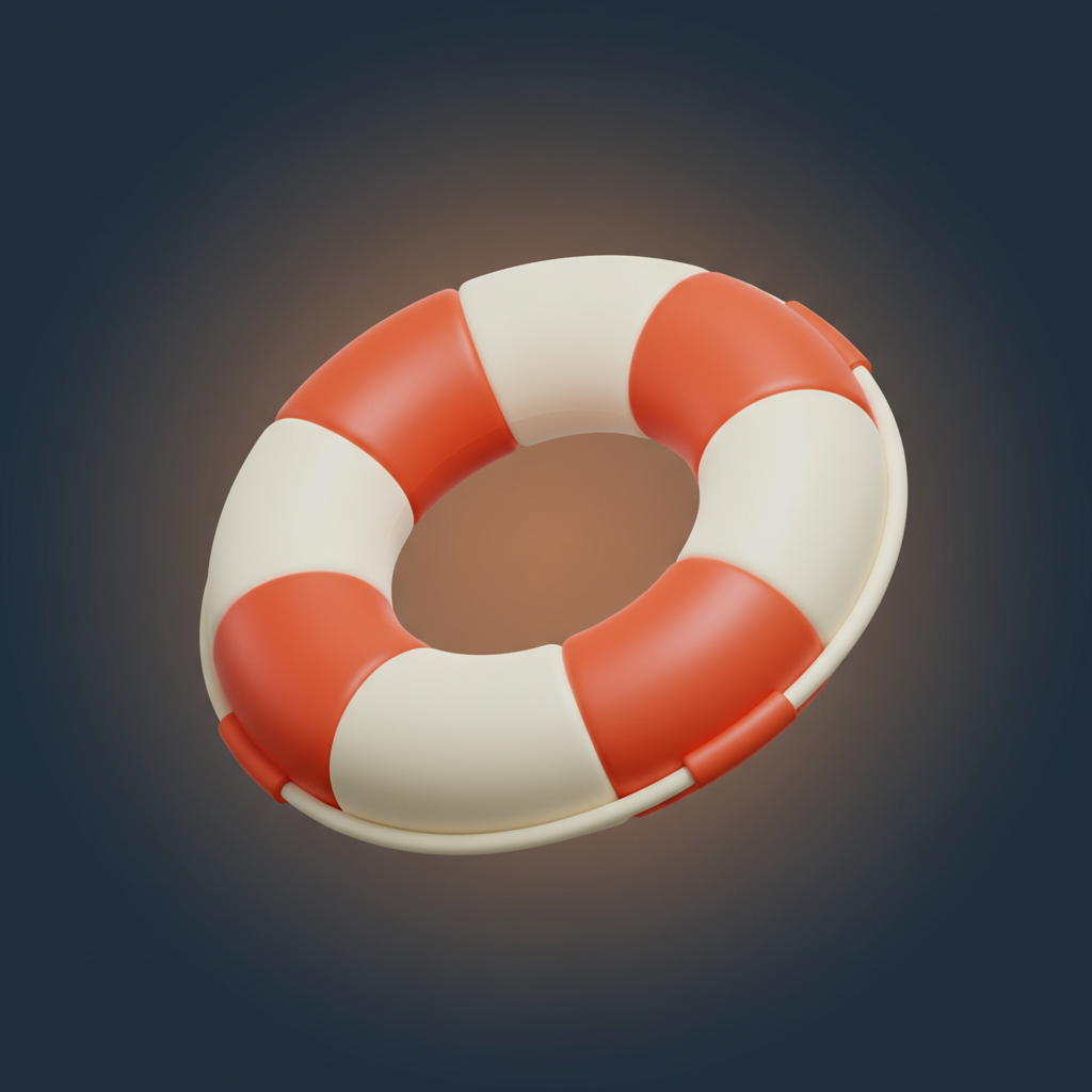 Ring-shaped lifebuoy with alternating white and red-orange segments
