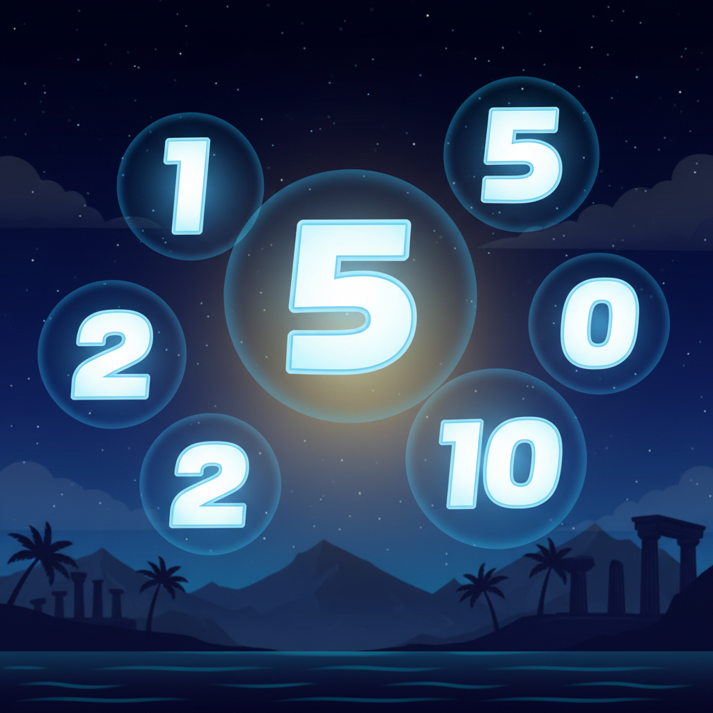 Plain number collectibles showing glowing white digits with blue halos